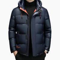Herren Daunenjacke mit Kapuze – Dunkelblau