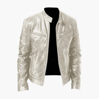 Herren Jacke mit Reißverschluss und Stehkragen – Silber