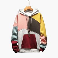 Herren Kapuzenpullover mit Kapuze und Kängurutasche – Rosa/Grau
