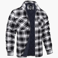 Herren Karo Jacke mit Steppfutter – Schwarz