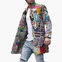 Herren Mantel lang mit Mehrfarbigem Print – Mehrfarbig
