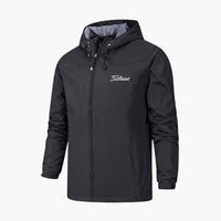 Herren Regenjacke mit Durchgehender Reißverschluss – Schwarz
