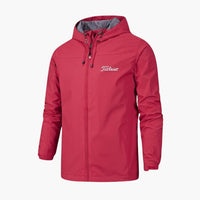 Herren Regenjacke mit Durchgehender Reißverschluss – Rot