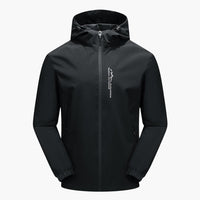 Herren Softshell Jacke mit Kapuze und Reißverschluss – Schwarz