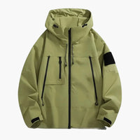 Herren Softshelljacke mit Kapuze und Reißverschlusstaschen – Grün