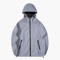 Herren Softshelljacke mit Kapuze und reflektierenden Details – Hellgrau