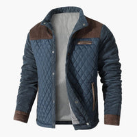 Herren Steppjacke mit Druckknopfverschluss – Kaffee und blau