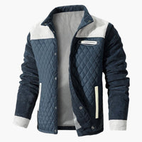 Herren Steppjacke mit Druckknopfverschluss – Grau und Blau