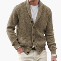Herren Strickjacke mit Schalkragen und Knopfleiste – Camel