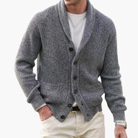 Herren Strickjacke mit Schalkragen und Knopfleiste – Grau