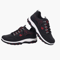 Herren Trekking Schuhe mit Schnürung und profilierter Gummisohle – Schwarz