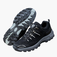 Herren Trekking- und Wanderschuhe mit Schnürung und profilierter Gummisohle – Schwarz