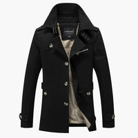 Herren Trench coat mit Knopfverschluss und Taschen Details – Schwarz