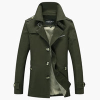 Herren Trench coat mit Knopfverschluss und Taschen Details – Grün