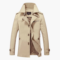 Herren Trench coat mit Knopfverschluss und Taschen Details – Khaki