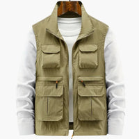 Herren Weste mit Reißverschluss und mehreren Taschen – Khaki