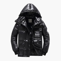 Herren Winter Steppjacke mit Kapuze – Schwarz