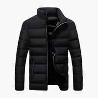 Herren Winter jacke mit Reißverschluss und Seitentaschen – Schwarz