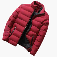Herren Winter jacke mit Reißverschluss und Seitentaschen – Rot