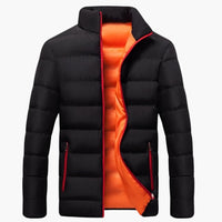 Herren Winter jacke mit Reißverschluss und Seitentaschen – Orange