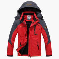 Herren Winterjacke mit Reißverschluss und abnehmbarer Kapuze – Rot