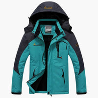 Herren Winterjacke mit Reißverschluss und abnehmbarer Kapuze – Türkisch Blau