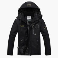 Herren Winterjacke mit Reißverschluss und abnehmbarer Kapuze – Schwarz