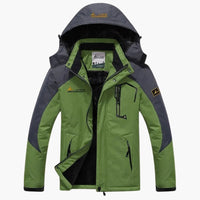 Herren Winterjacke mit Reißverschluss und abnehmbarer Kapuze – Grün