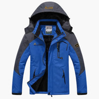 Herren Winterjacke mit Reißverschluss und abnehmbarer Kapuze – Blau