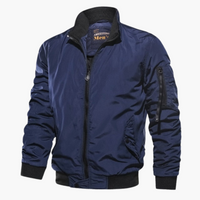 Herren Bomberjacke Stehkragen Hochwertiger Stoff Casual – Blau