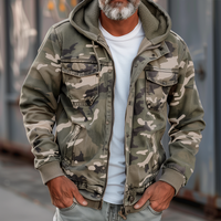 Jeansjacke für Herren - Camouflage Sommerjacke mit Kapuze – Khaki