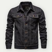 Herren Denim Trucker Jacke mit Langen Ärmeln – Klassischer Stil für Jeden Tag – Schwarz