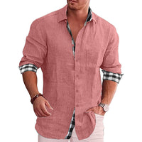 Herren Elegantes Klassisches Hemd | Vielseitig Langarm Hemden – Rosa
