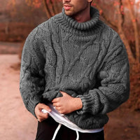 Herren Rollkragenpullover Dick Gestrickt Winterpullover Warmer Strickpullover – Grau