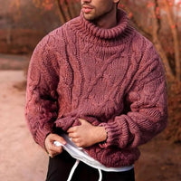 Herren Rollkragenpullover Dick Gestrickt Winterpullover Warmer Strickpullover – Rot