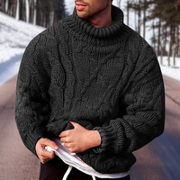 Herren Rollkragenpullover Wolle Elegant – Schwarz