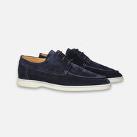 Herren Schnürloafer mit Wildleder-Optik und moderner Flachsohle – Dunkelblau