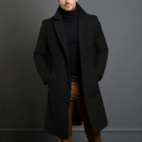 Herren Trenchcoat Hochwertiges Material Klassischer Stil – Schwarz