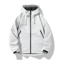 Herren Wasserdichte Winddichte Kapuzenjacke Outdoor Shelljacke Sportlich – Weiß