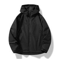 Herren Wasserdichte Winddichte Kapuzenjacke Outdoor Shelljacke Sportlich – Schwarz