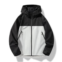 Herren Wasserdichte Winddichte Kapuzenjacke Outdoor Shelljacke Sportlich – Schwarz Weiß