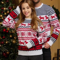 Herren Weihnachtspullover Festliches Design Weicher Acrylstoff – Weiß