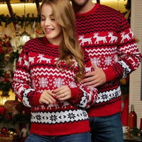 Herren Weihnachtspullover Festliches Design Weicher Acrylstoff – Rot