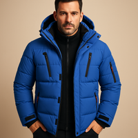 Herren Winterjacke Robust Dick Gefüttert Winddicht für Kalte Tage – Blau