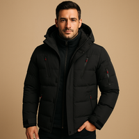 Herren Winterjacke Robust Dick Gefüttert Winddicht für Kalte Tage – Schwarz