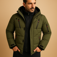 Herren Winterjacke Robust Dick Gefüttert Winddicht für Kalte Tage – Grün