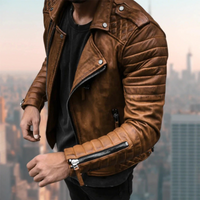 Herren moderne Bikerjacke | Abend – Braun