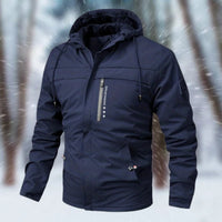 Herrenjacke Wasserdicht Gefüttert Mit Kapuze Sportlich Modern Für Kalte Tage – Dunkelblau