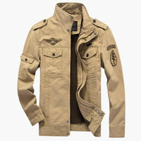 Herrenjacke im Military Style mit Stehkragen und Klappentaschen – Braun