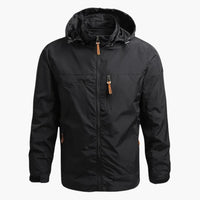 Herrenjacke mit Kapuze und Reißverschluss für Herrenmode – Schwarz